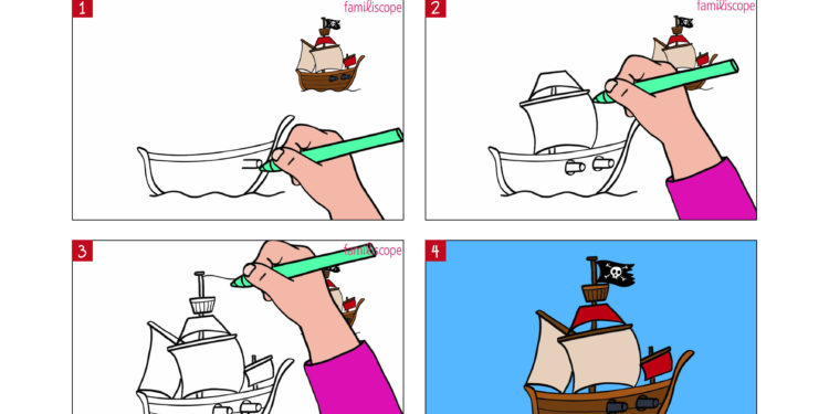 Comment dessiner un bateau de pirate facile ?